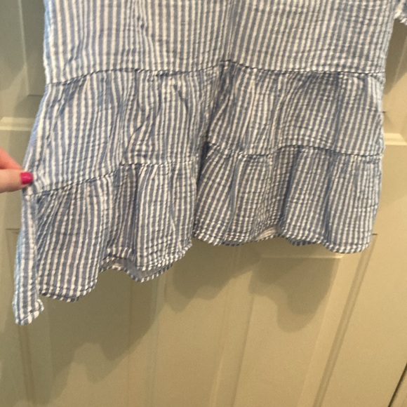 NEW! Beach Lunch Lounge Gauzy Stripe Tiered Ruffled Top V-Neck Short Sleeve Sz M - Picture 5 of 7